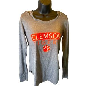 Champion Gray and Orange Long Sleeve Relaxed Hoodie size S